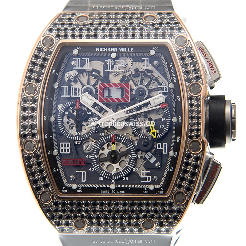Richard Mille RM011RG Automatic - 18kt Rose Gold - Gray Dial - Rubber Black Strap